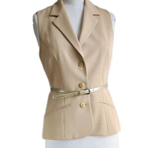 Vintage 90s Kenar Studio Belted Vest 4 Tan Beige